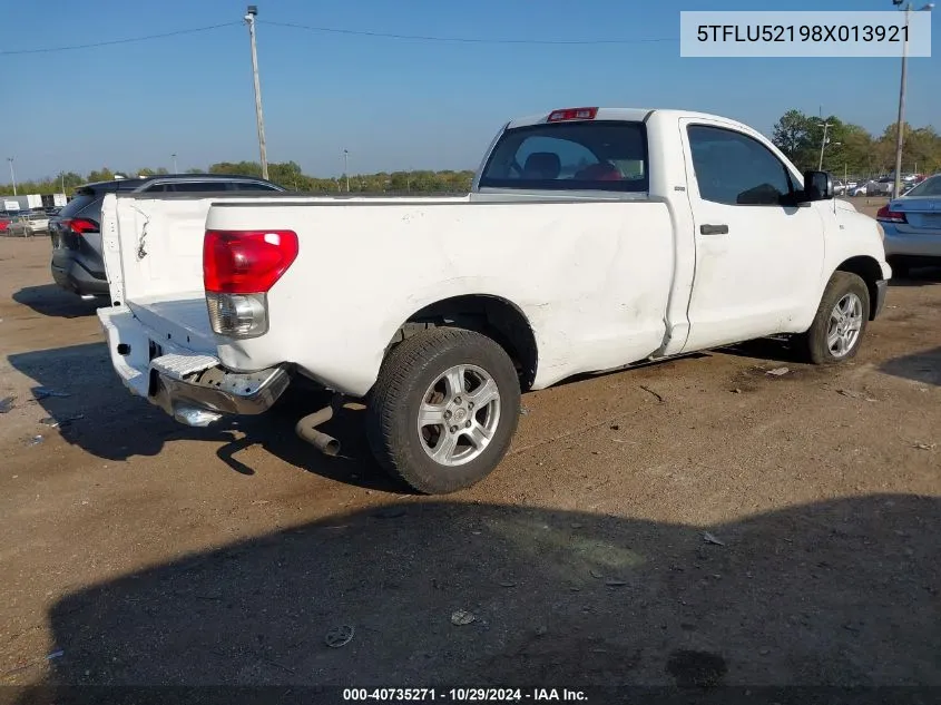 2008 Toyota Tundra Base V6 VIN: 5TFLU52198X013921 Lot: 40735271