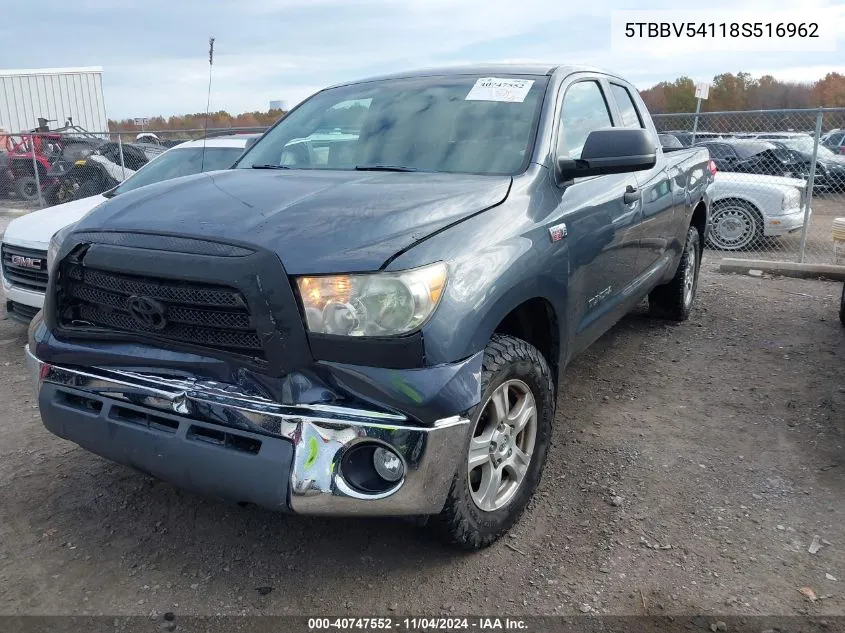 2008 Toyota Tundra Double Cab/Double Cab Sr5 VIN: 5TBBV54118S516962 Lot: 40747552