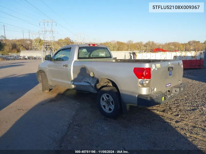 2008 Toyota Tundra Base V6 VIN: 5TFLU52108X009367 Lot: 40751195