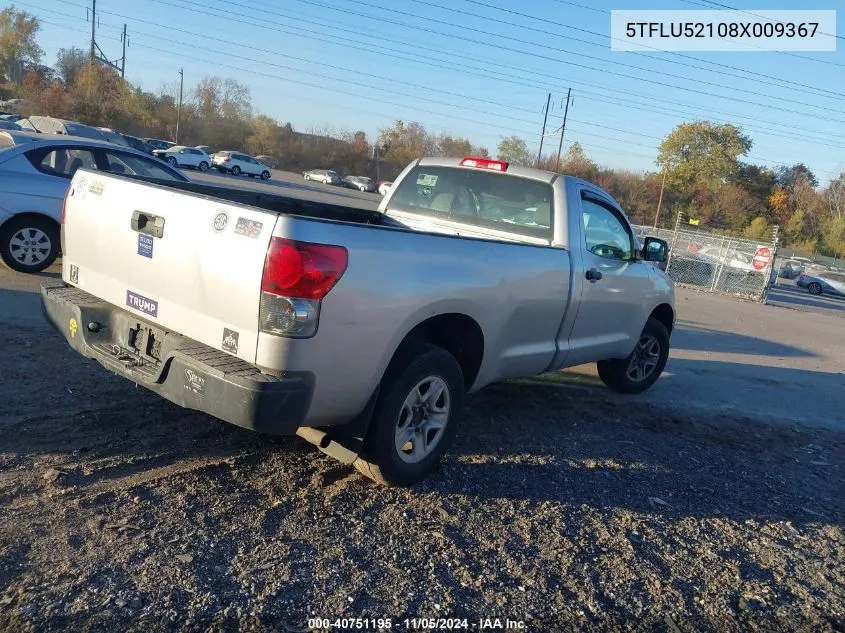 2008 Toyota Tundra Base V6 VIN: 5TFLU52108X009367 Lot: 40751195