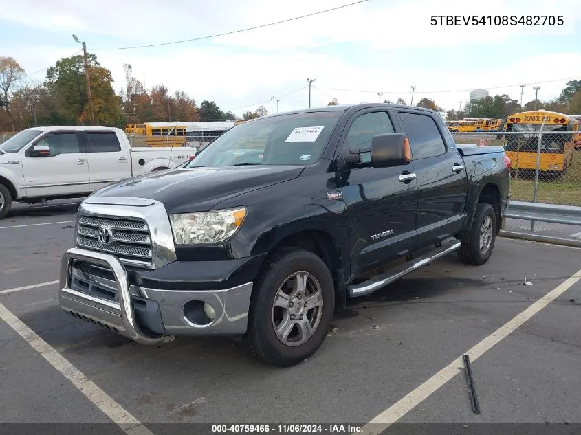 2008 Toyota Tundra Sr5 5.7L V8 VIN: 5TBEV54108S482705 Lot: 40759466