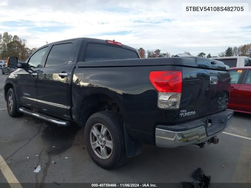 2008 Toyota Tundra Sr5 5.7L V8 VIN: 5TBEV54108S482705 Lot: 40759466