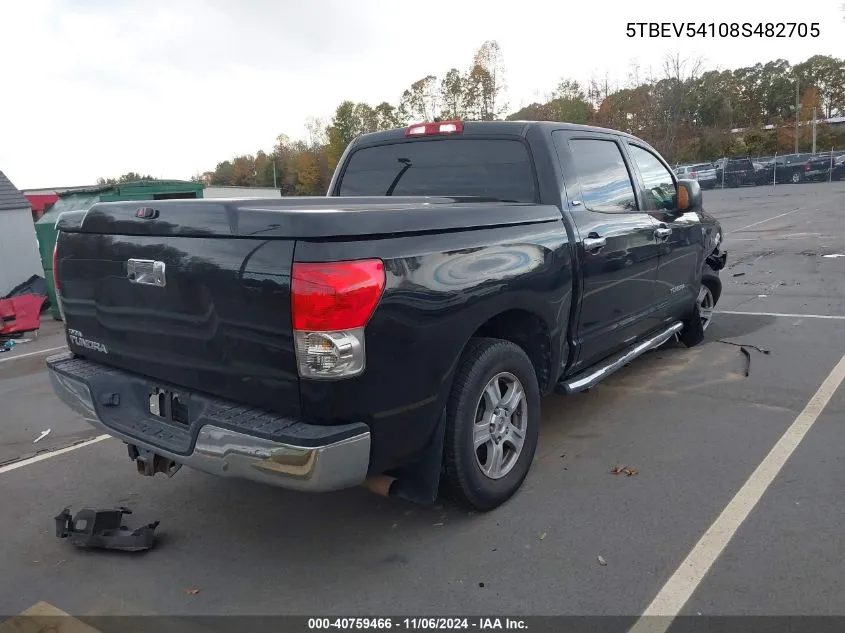 2008 Toyota Tundra Sr5 5.7L V8 VIN: 5TBEV54108S482705 Lot: 40759466