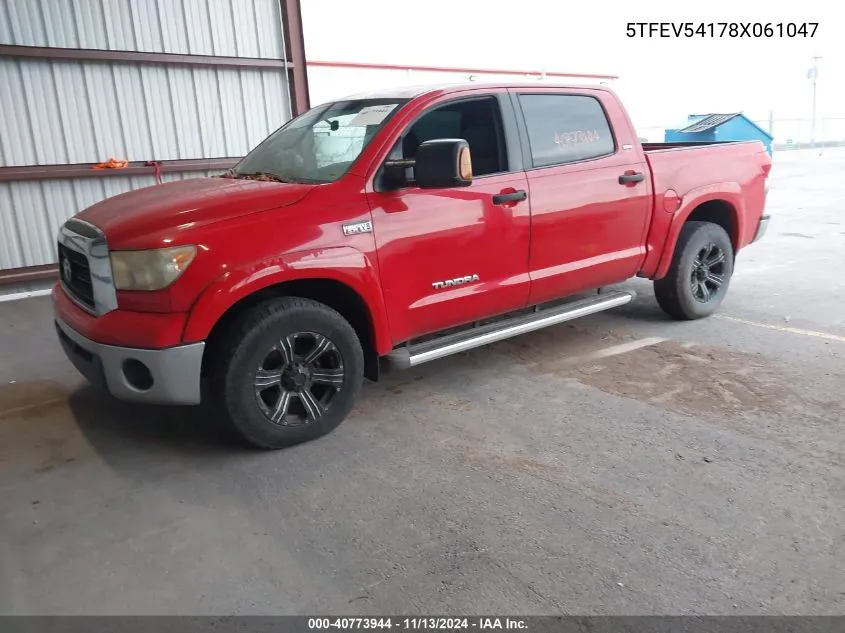 2008 Toyota Tundra Sr5 5.7L V8 VIN: 5TFEV54178X061047 Lot: 40773944