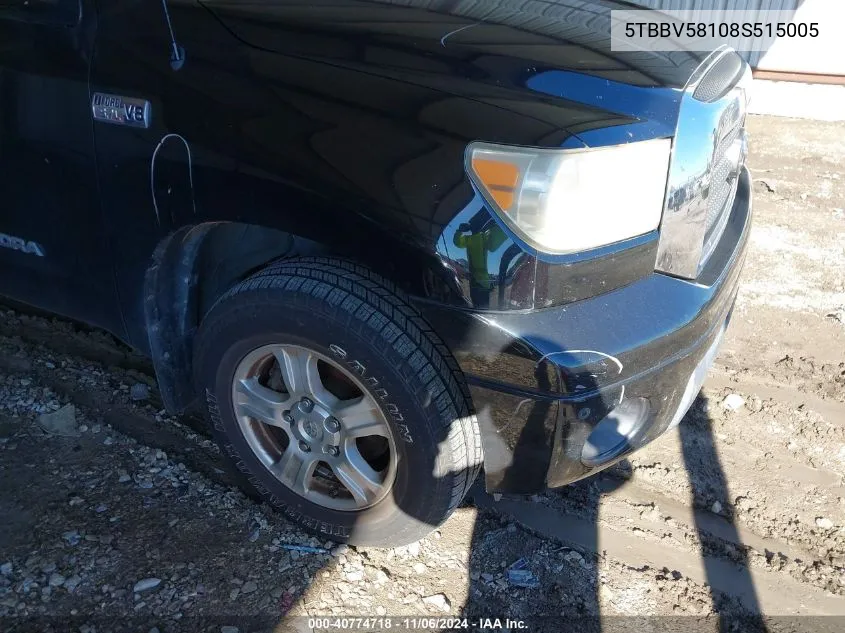 2008 Toyota Tundra Limited 5.7L V8 VIN: 5TBBV58108S515005 Lot: 40774718