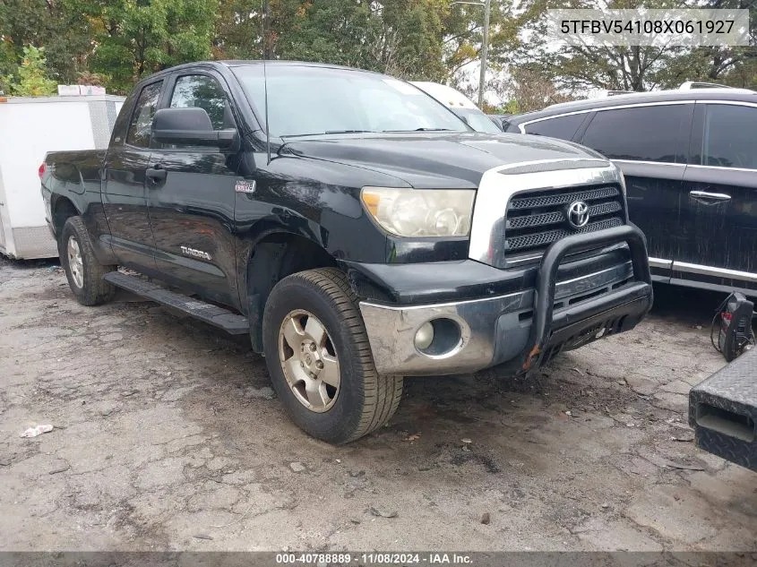 2008 Toyota Tundra Sr5 5.7L V8 VIN: 5TFBV54108X061927 Lot: 40788889