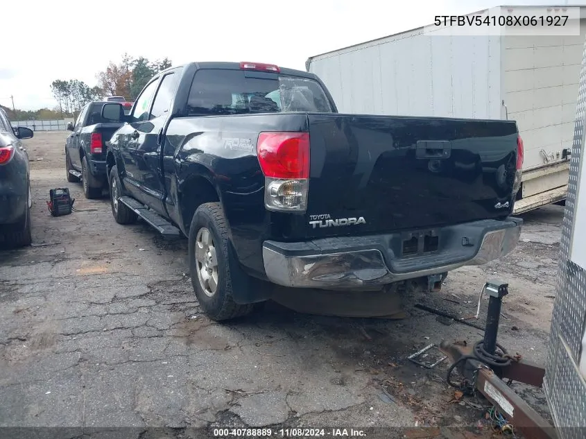 2008 Toyota Tundra Sr5 5.7L V8 VIN: 5TFBV54108X061927 Lot: 40788889