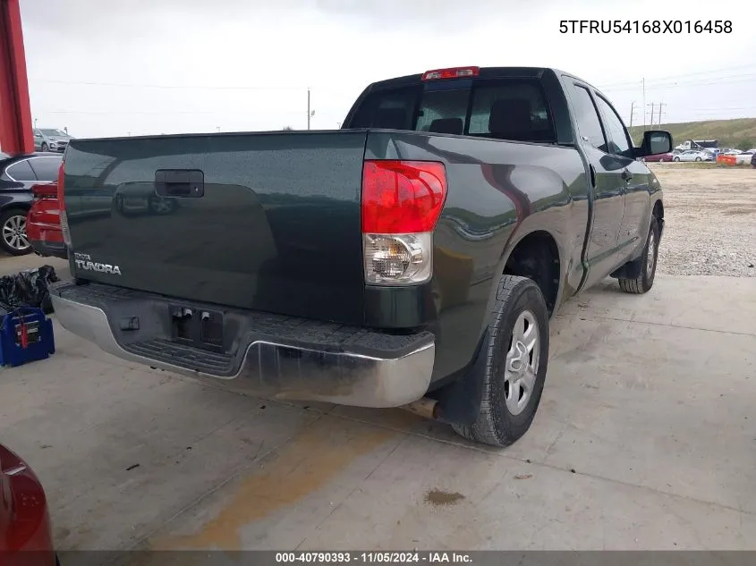 2008 Toyota Tundra Sr5 V6 VIN: 5TFRU54168X016458 Lot: 40790393