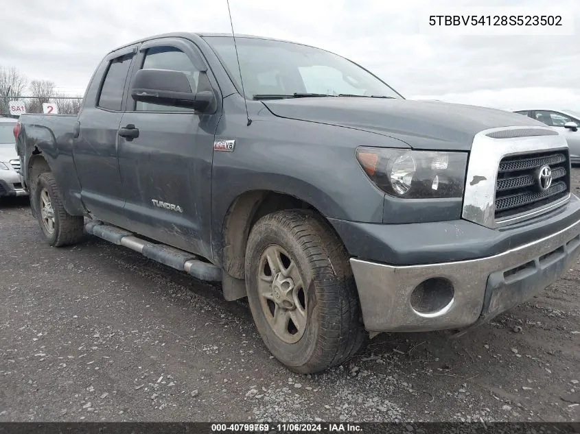 2008 Toyota Tundra Base 5.7L V8 VIN: 5TBBV54128S523502 Lot: 40799769