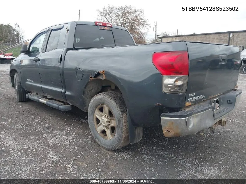 2008 Toyota Tundra Base 5.7L V8 VIN: 5TBBV54128S523502 Lot: 40799769