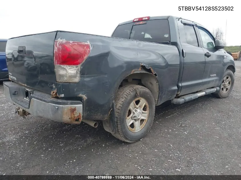 2008 Toyota Tundra Base 5.7L V8 VIN: 5TBBV54128S523502 Lot: 40799769