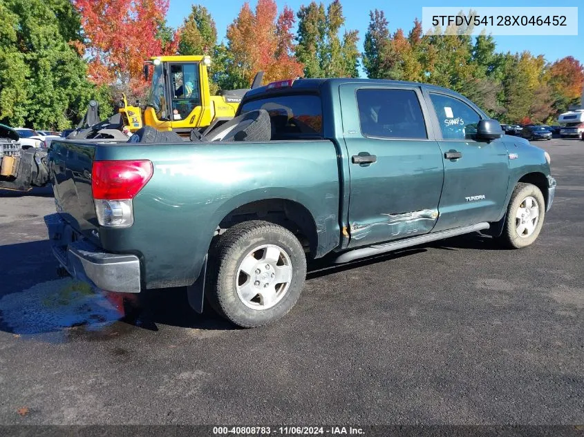 2008 Toyota Tundra Sr5 5.7L V8 VIN: 5TFDV54128X046452 Lot: 40808783