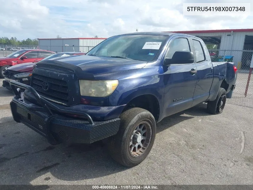 2008 Toyota Tundra Base V6 VIN: 5TFRU54198X007348 Lot: 40808824