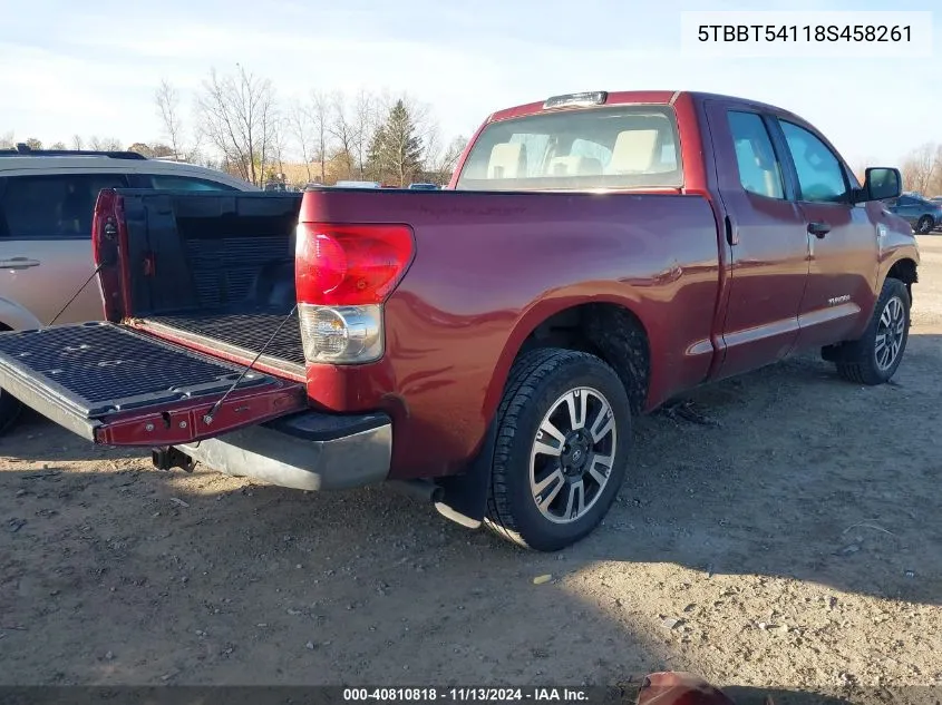 5TBBT54118S458261 2008 Toyota Tundra Base 4.7L V8