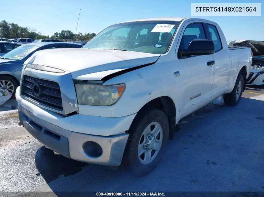 2008 Toyota Tundra Base 4.7L V8 VIN: 5TFRT54148X021564 Lot: 40810986