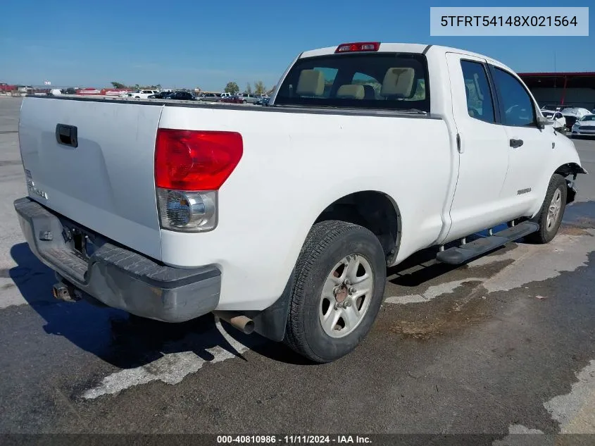 2008 Toyota Tundra Base 4.7L V8 VIN: 5TFRT54148X021564 Lot: 40810986