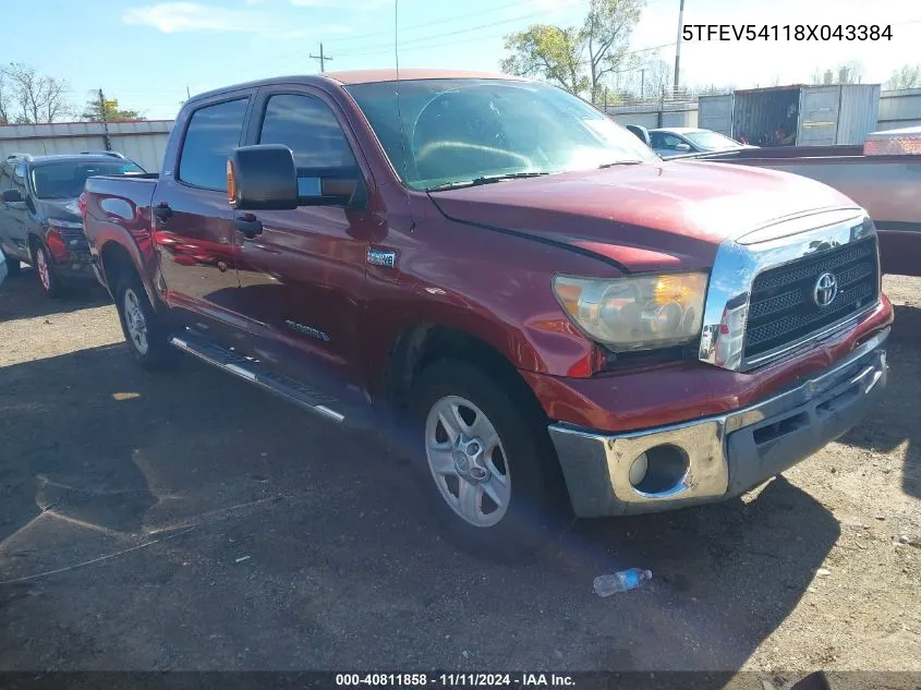 2008 Toyota Tundra Sr5 5.7L V8 VIN: 5TFEV54118X043384 Lot: 40811858