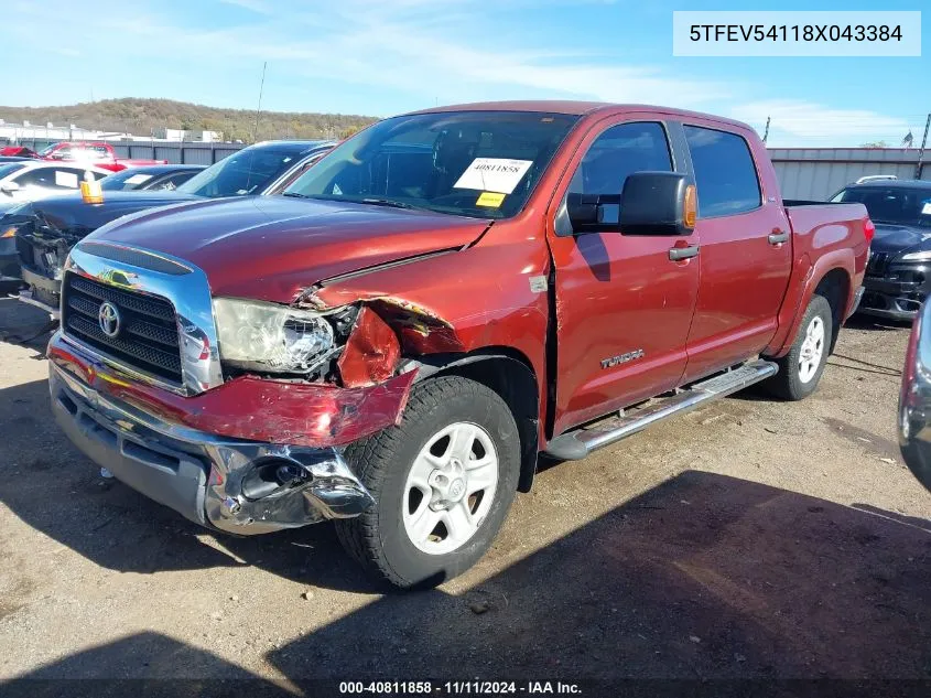 2008 Toyota Tundra Sr5 5.7L V8 VIN: 5TFEV54118X043384 Lot: 40811858