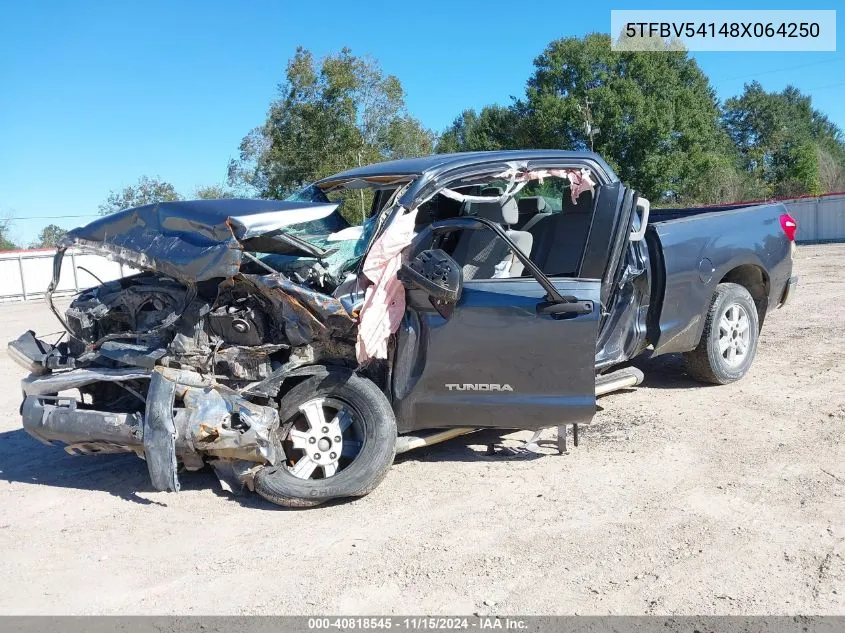 2008 Toyota Tundra Sr5 5.7L V8 VIN: 5TFBV54148X064250 Lot: 40818545