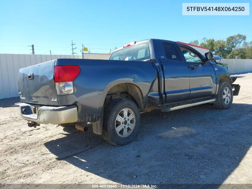 2008 Toyota Tundra Sr5 5.7L V8 VIN: 5TFBV54148X064250 Lot: 40818545