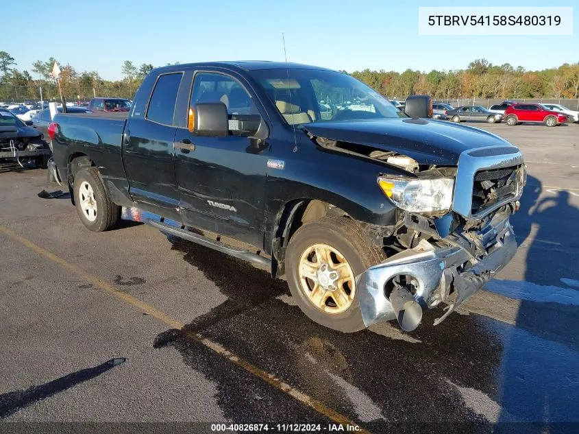 2008 Toyota Tundra Sr5 5.7L V8 VIN: 5TBRV54158S480319 Lot: 40826874