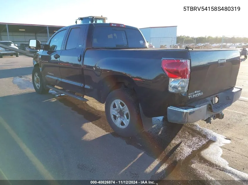 2008 Toyota Tundra Sr5 5.7L V8 VIN: 5TBRV54158S480319 Lot: 40826874