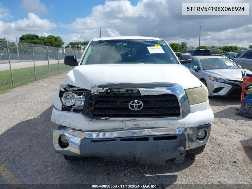 2008 Toyota Tundra Sr5 5.7L V8 VIN: 5TFRV54198X068924 Lot: 40850369