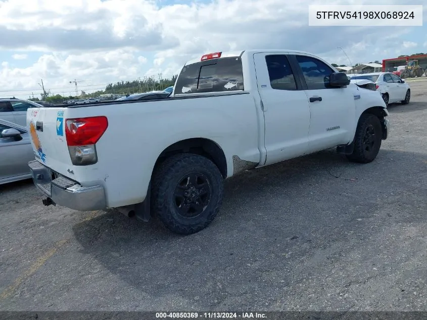 2008 Toyota Tundra Sr5 5.7L V8 VIN: 5TFRV54198X068924 Lot: 40850369