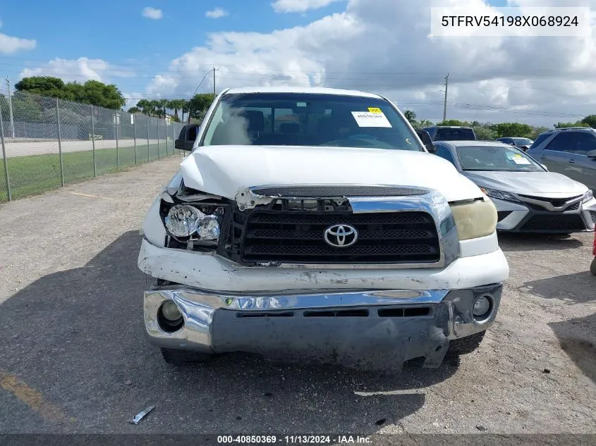 2008 Toyota Tundra Sr5 5.7L V8 VIN: 5TFRV54198X068924 Lot: 40850369