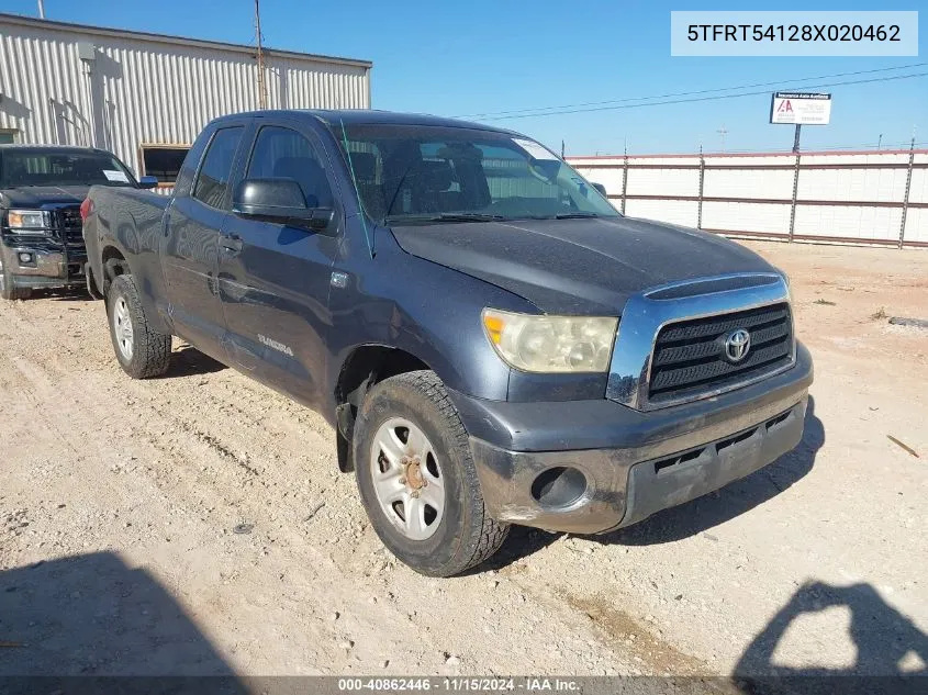 2008 Toyota Tundra Sr5 4.7L V8 VIN: 5TFRT54128X020462 Lot: 40862446