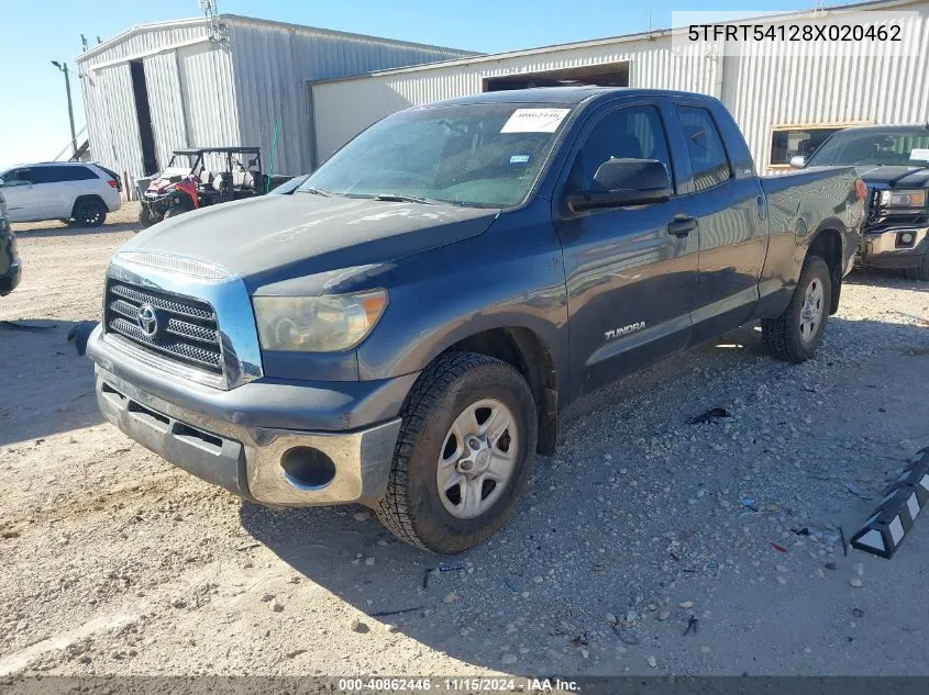 2008 Toyota Tundra Sr5 4.7L V8 VIN: 5TFRT54128X020462 Lot: 40862446