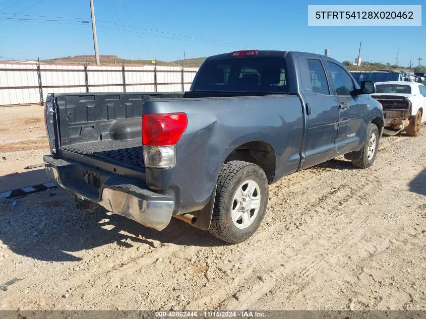 2008 Toyota Tundra Sr5 4.7L V8 VIN: 5TFRT54128X020462 Lot: 40862446