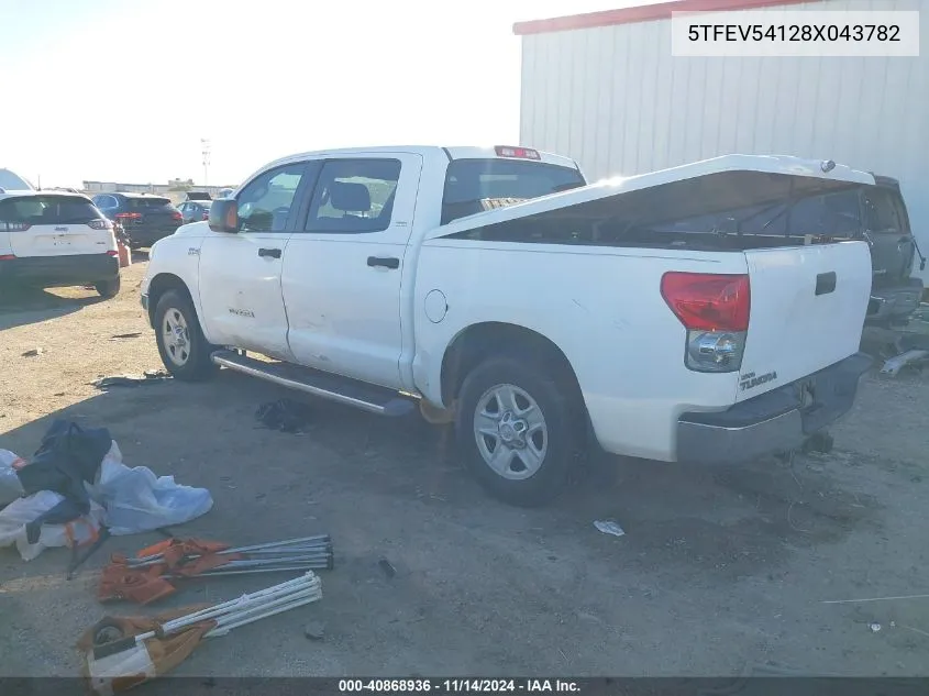 2008 Toyota Tundra Sr5 5.7L V8 VIN: 5TFEV54128X043782 Lot: 40868936