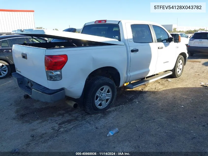 2008 Toyota Tundra Sr5 5.7L V8 VIN: 5TFEV54128X043782 Lot: 40868936