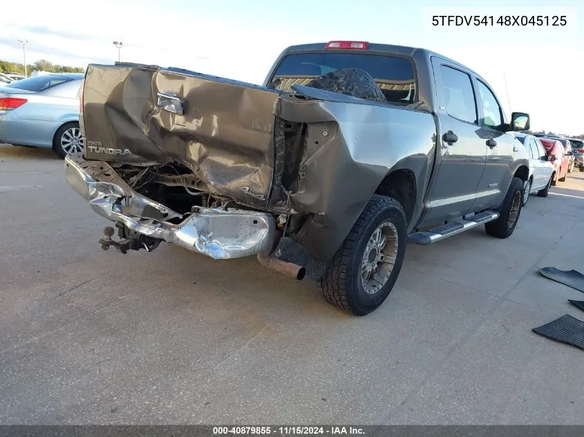 2008 Toyota Tundra Sr5 5.7L V8 VIN: 5TFDV54148X045125 Lot: 40879855