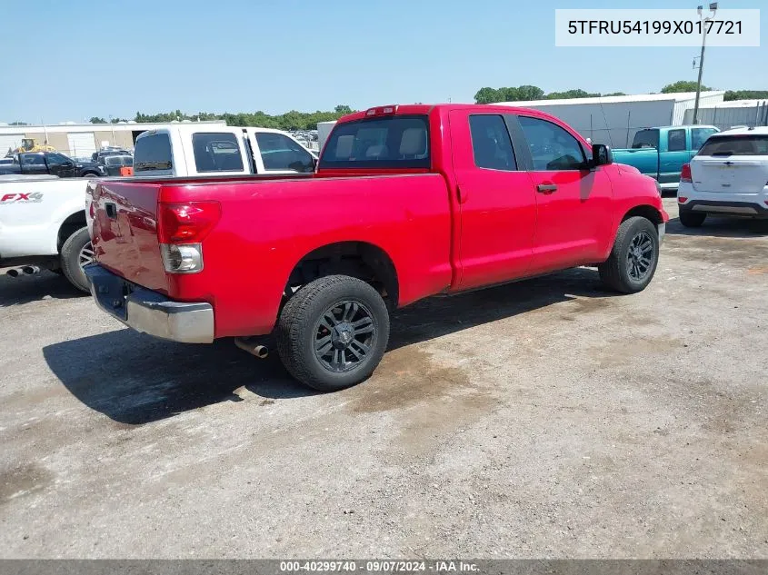 2009 Toyota Tundra Double Cab/Double Cab Sr5 VIN: 5TFRU54199X017721 Lot: 40299740