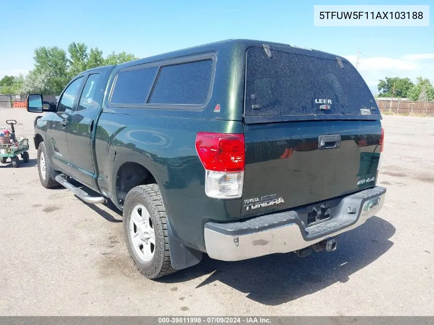 2010 Toyota Tundra Grade 5.7L V8 VIN: 5TFUW5F11AX103188 Lot: 39811998