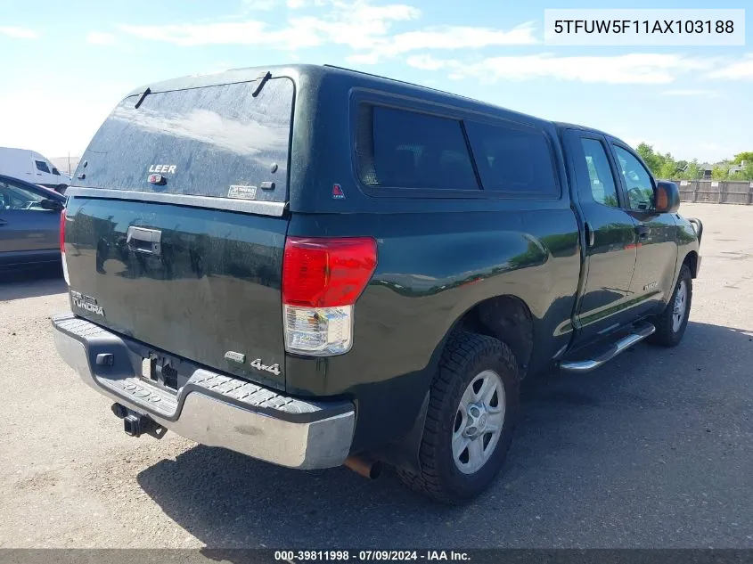 2010 Toyota Tundra Grade 5.7L V8 VIN: 5TFUW5F11AX103188 Lot: 39811998