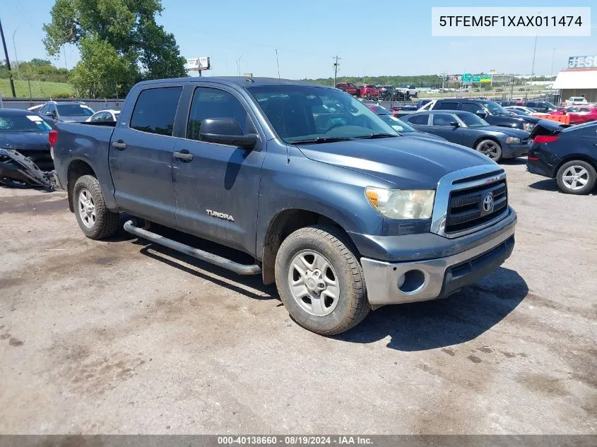 5TFEM5F1XAX011474 2010 Toyota Tundra Grade 4.6L V8