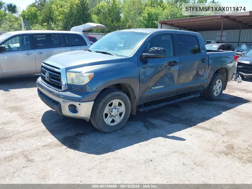 5TFEM5F1XAX011474 2010 Toyota Tundra Grade 4.6L V8