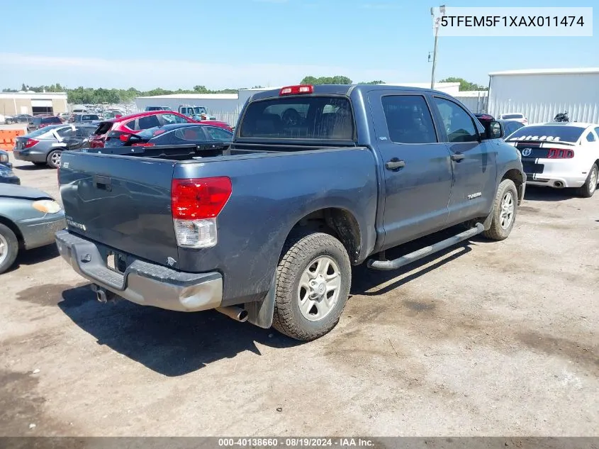 5TFEM5F1XAX011474 2010 Toyota Tundra Grade 4.6L V8