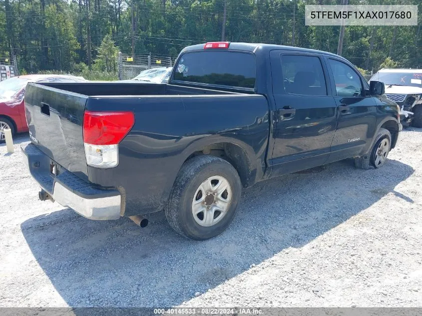 2010 Toyota Tundra Grade 4.6L V8 VIN: 5TFEM5F1XAX017680 Lot: 40145533