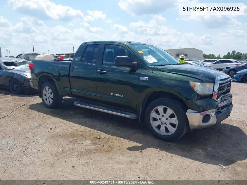 2010 Toyota Tundra Grade 5.7L V8 VIN: 5TFRY5F17AX096926 Lot: 40249731