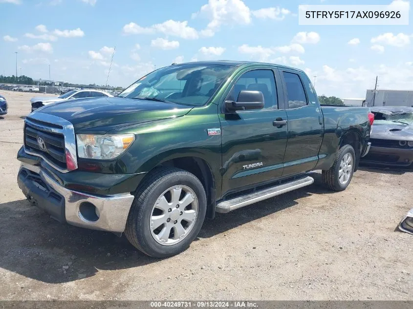 2010 Toyota Tundra Grade 5.7L V8 VIN: 5TFRY5F17AX096926 Lot: 40249731