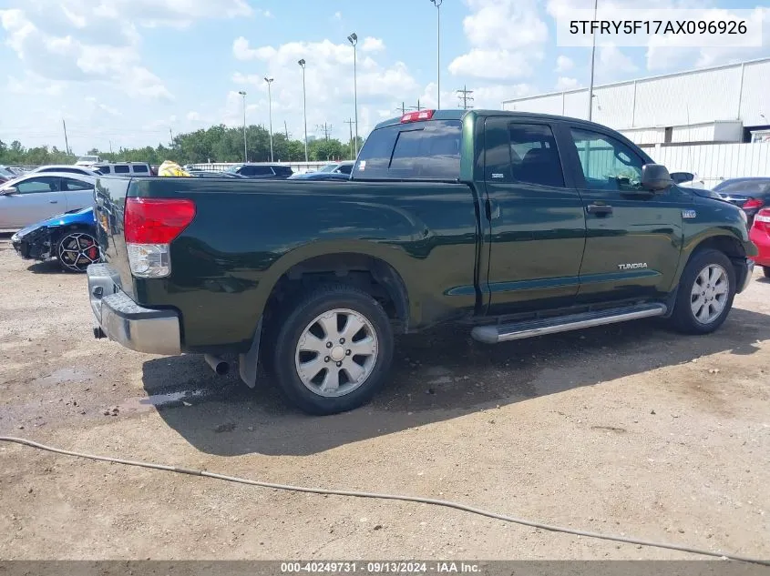 2010 Toyota Tundra Grade 5.7L V8 VIN: 5TFRY5F17AX096926 Lot: 40249731