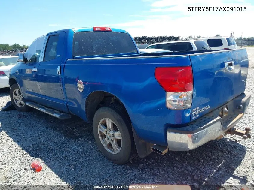 2010 Toyota Tundra 2Wd Truck Grade 5.7L V8 (A6) VIN: 5TFRY5F17AX091015 Lot: 40272400