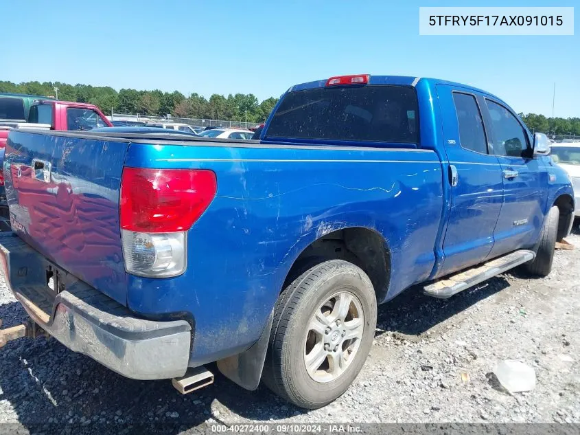 2010 Toyota Tundra 2Wd Truck Grade 5.7L V8 (A6) VIN: 5TFRY5F17AX091015 Lot: 40272400