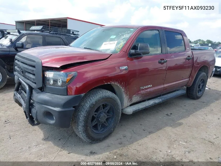 2010 Toyota Tundra Crewmax Sr5 VIN: 5TFEY5F11AX093230 Lot: 40275665