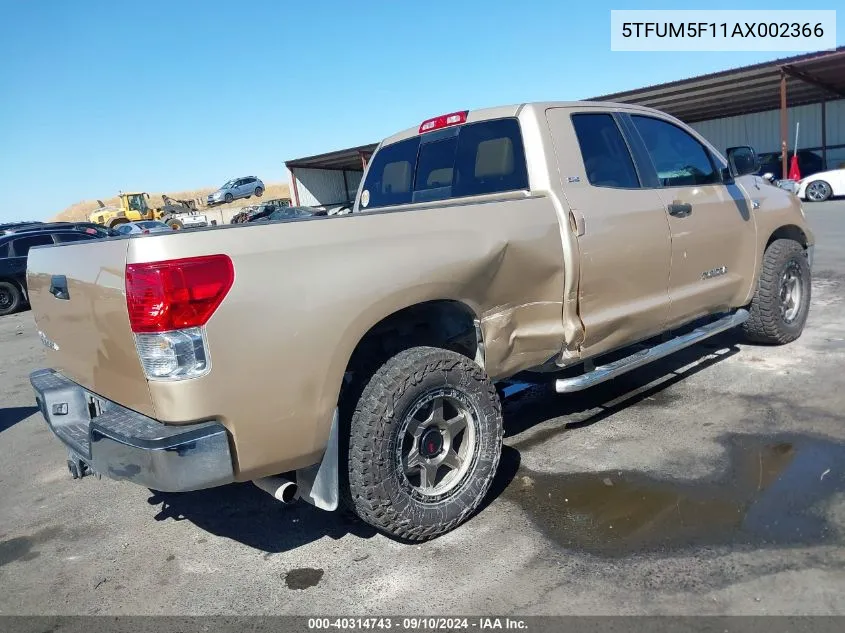 2010 Toyota Tundra Grade 4.6L V8 VIN: 5TFUM5F11AX002366 Lot: 40314743