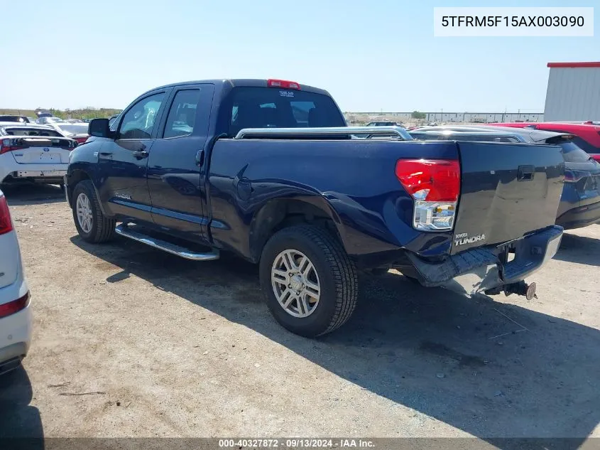 2010 Toyota Tundra Double Cab Sr5 VIN: 5TFRM5F15AX003090 Lot: 40327872